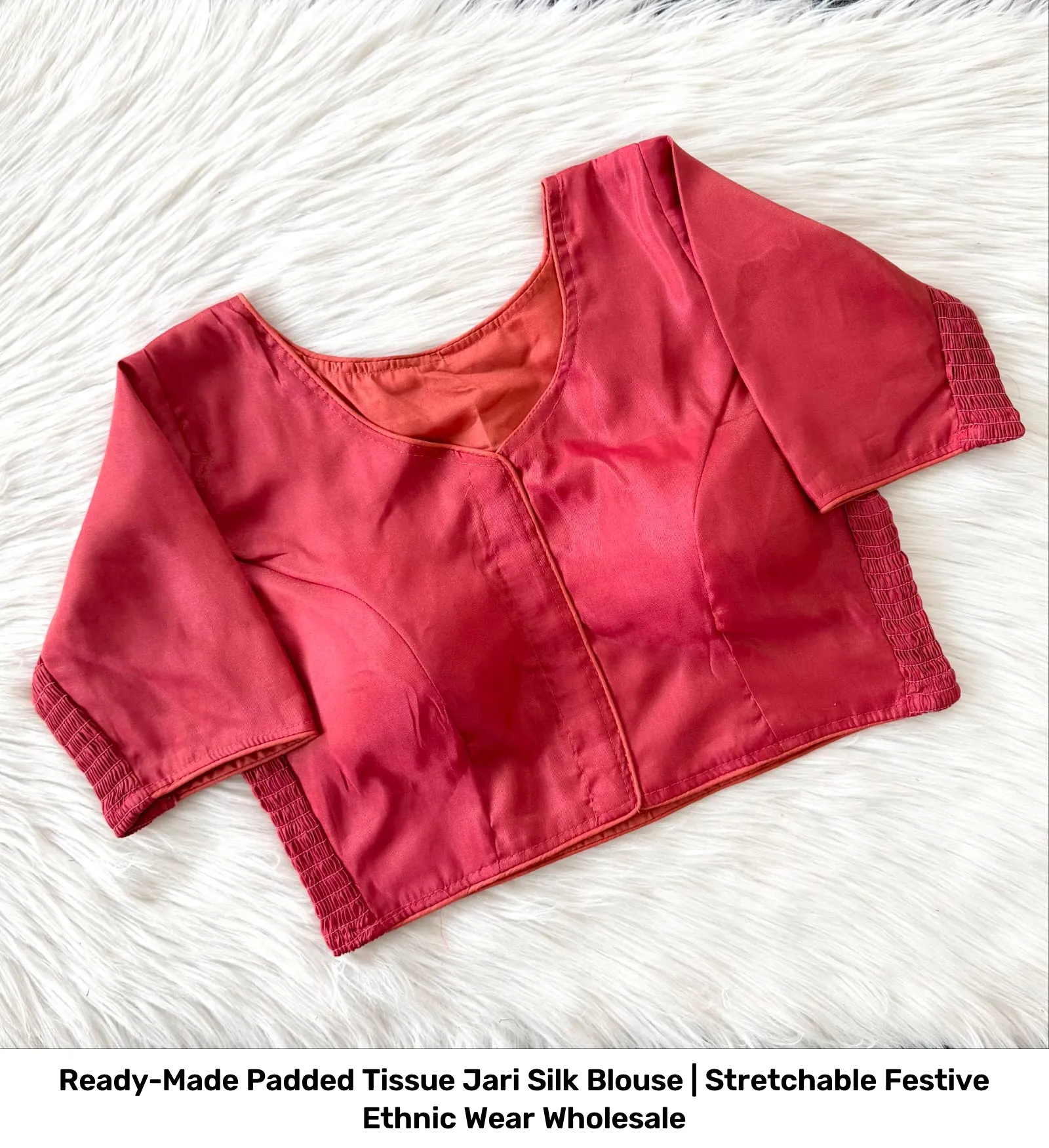 Ready-Made Padded Tissue Jari Silk Blouse | Stretchable Festive Ethnic Wear Wholesale 5