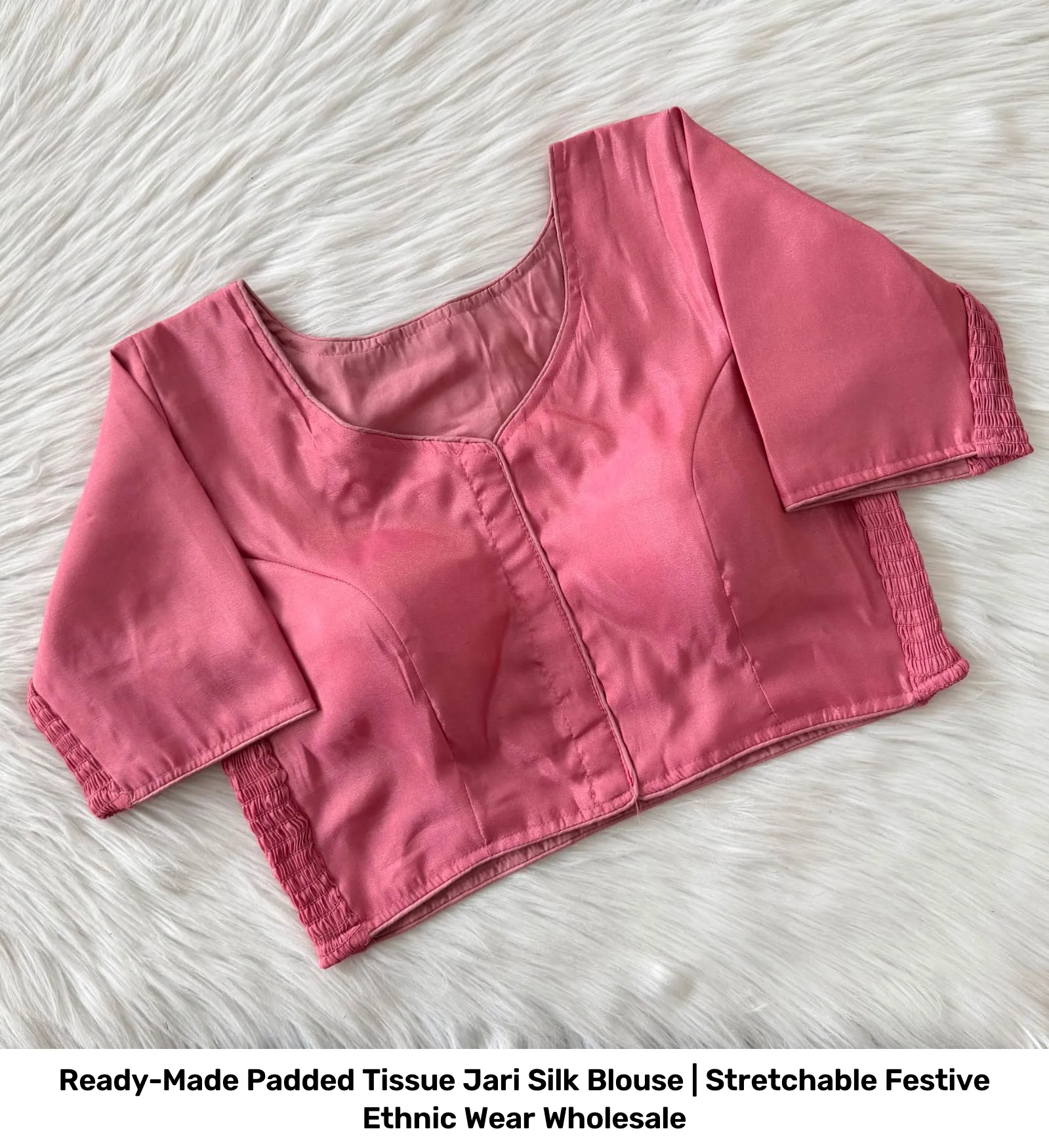 Ready-Made Padded Tissue Jari Silk Blouse | Stretchable Festive Ethnic Wear Wholesale 6