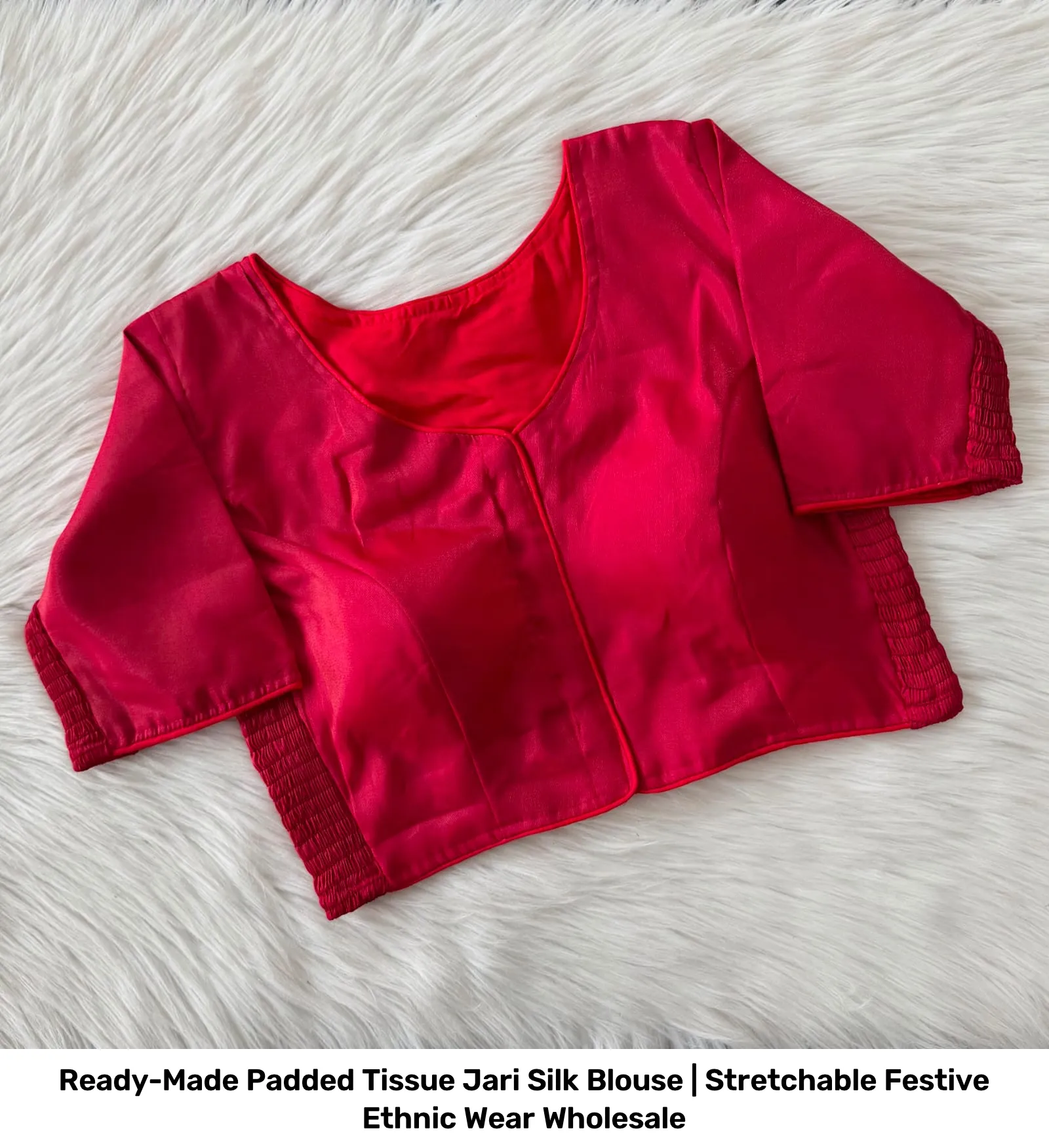 Ready-Made Padded Tissue Jari Silk Blouse | Stretchable Festive Ethnic Wear Wholesale 8