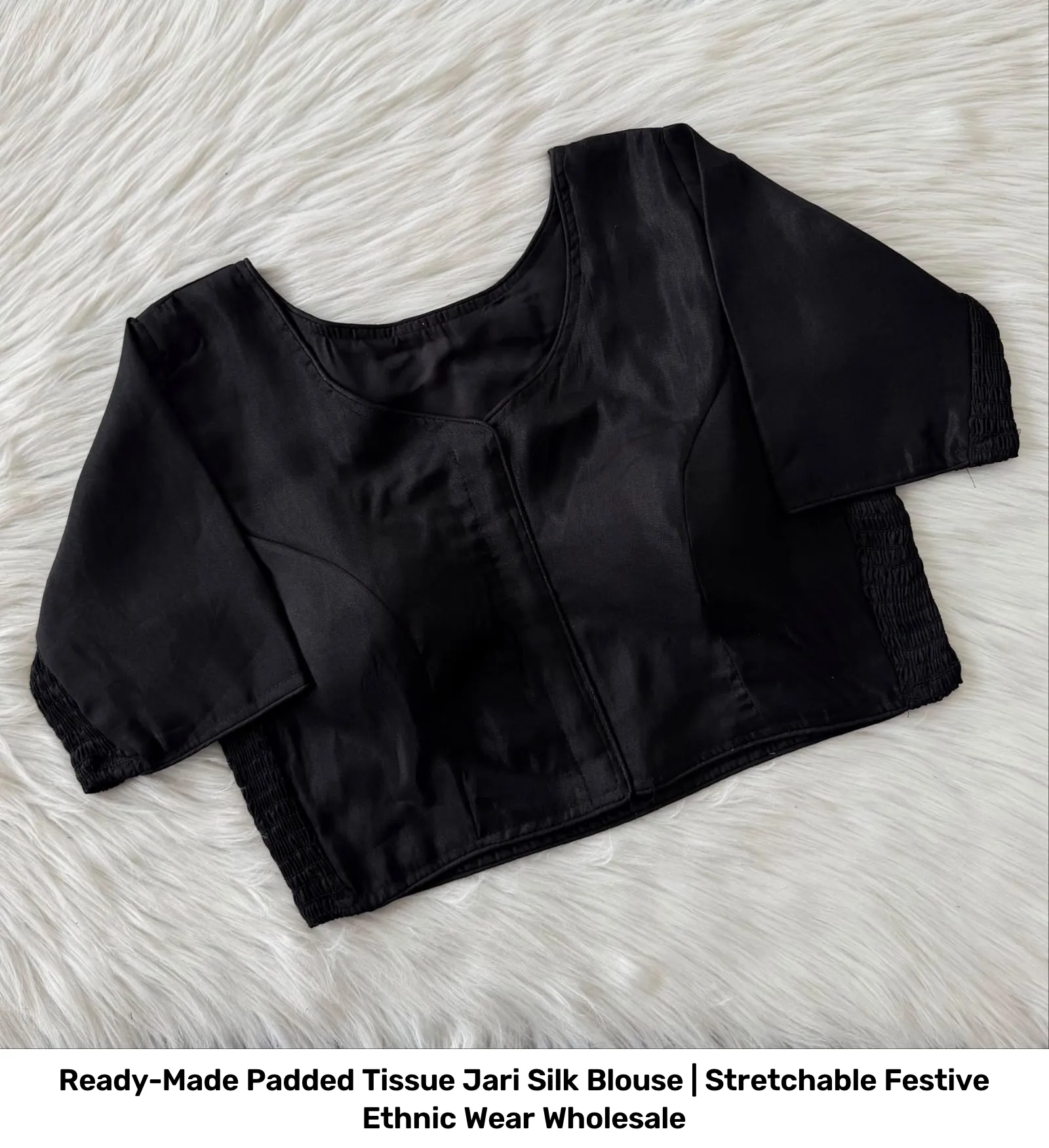 Ready-Made Padded Tissue Jari Silk Blouse | Stretchable Festive Ethnic Wear Wholesale 9