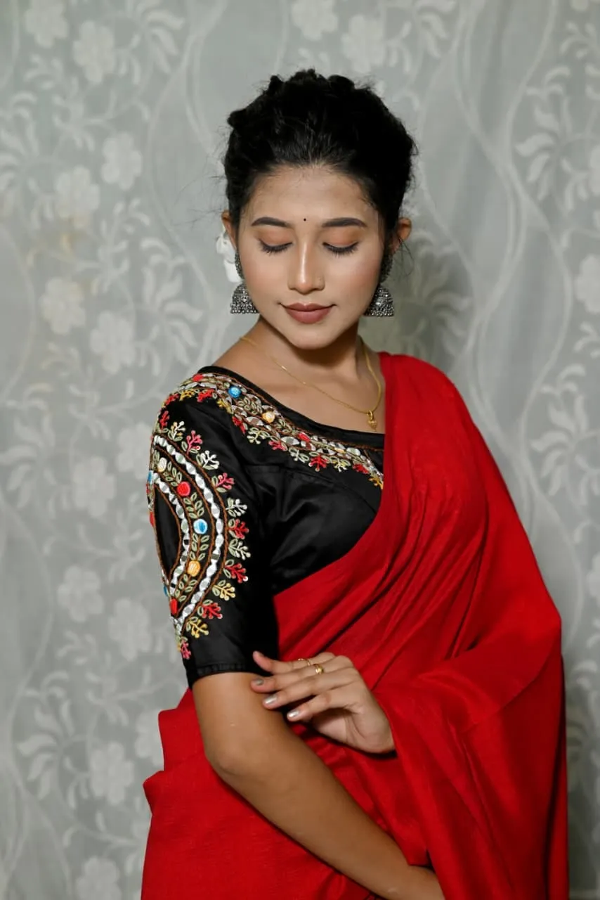 Readymade Handwork Khadi Cotton Saree Blouse | Front Open Lined Free Size Blouses Wholesale