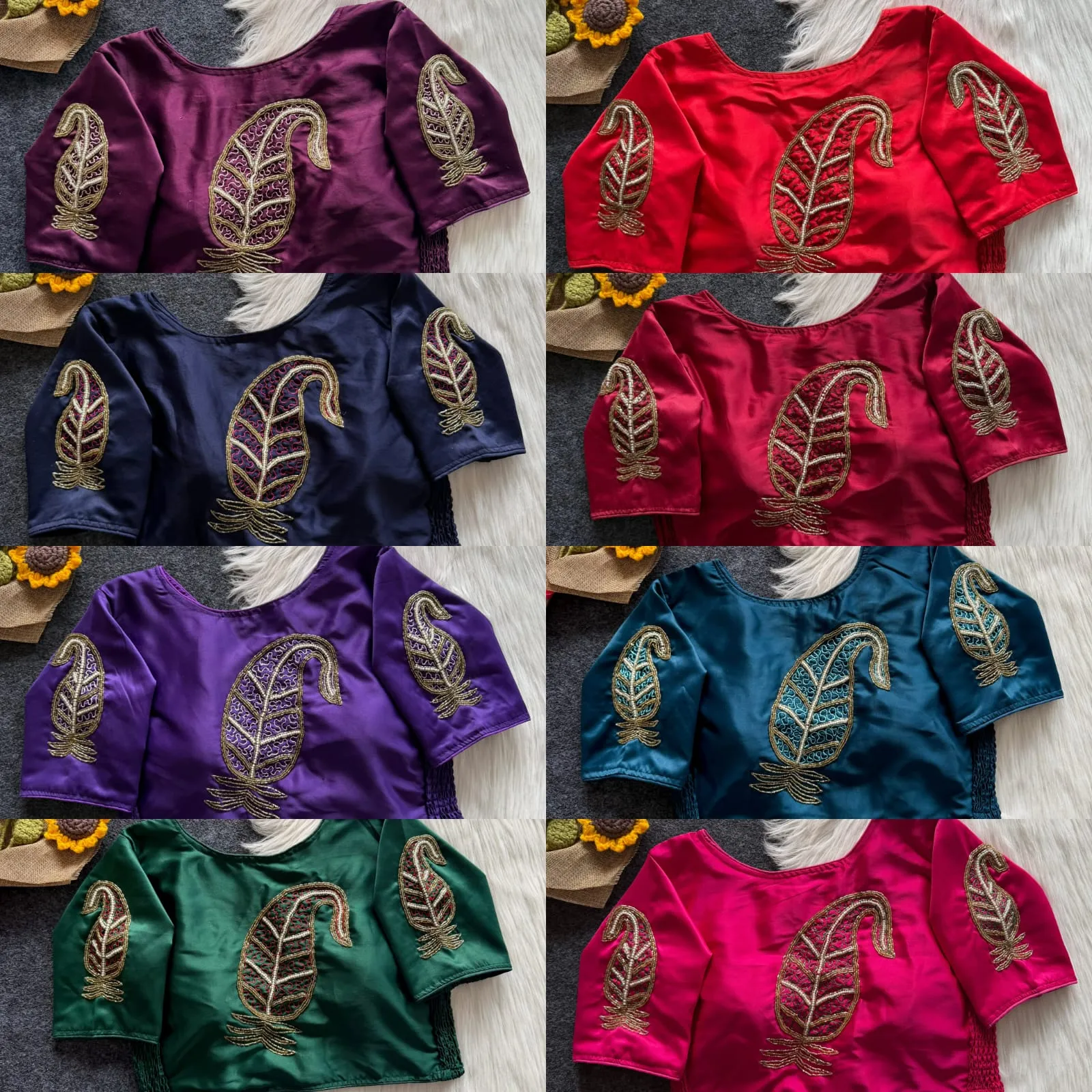 Readymade Pure Silk Saree Blouse with Zardosi Cutdana Handwork & Stretchable Side Elastic – Padded (Size 38-42)