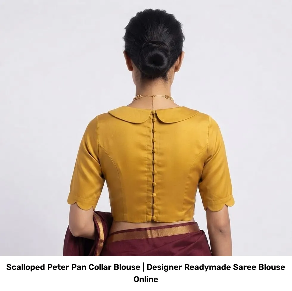 Scalloped Peter Pan Collar Blouse | Designer Readymade Saree Blouse Online 2