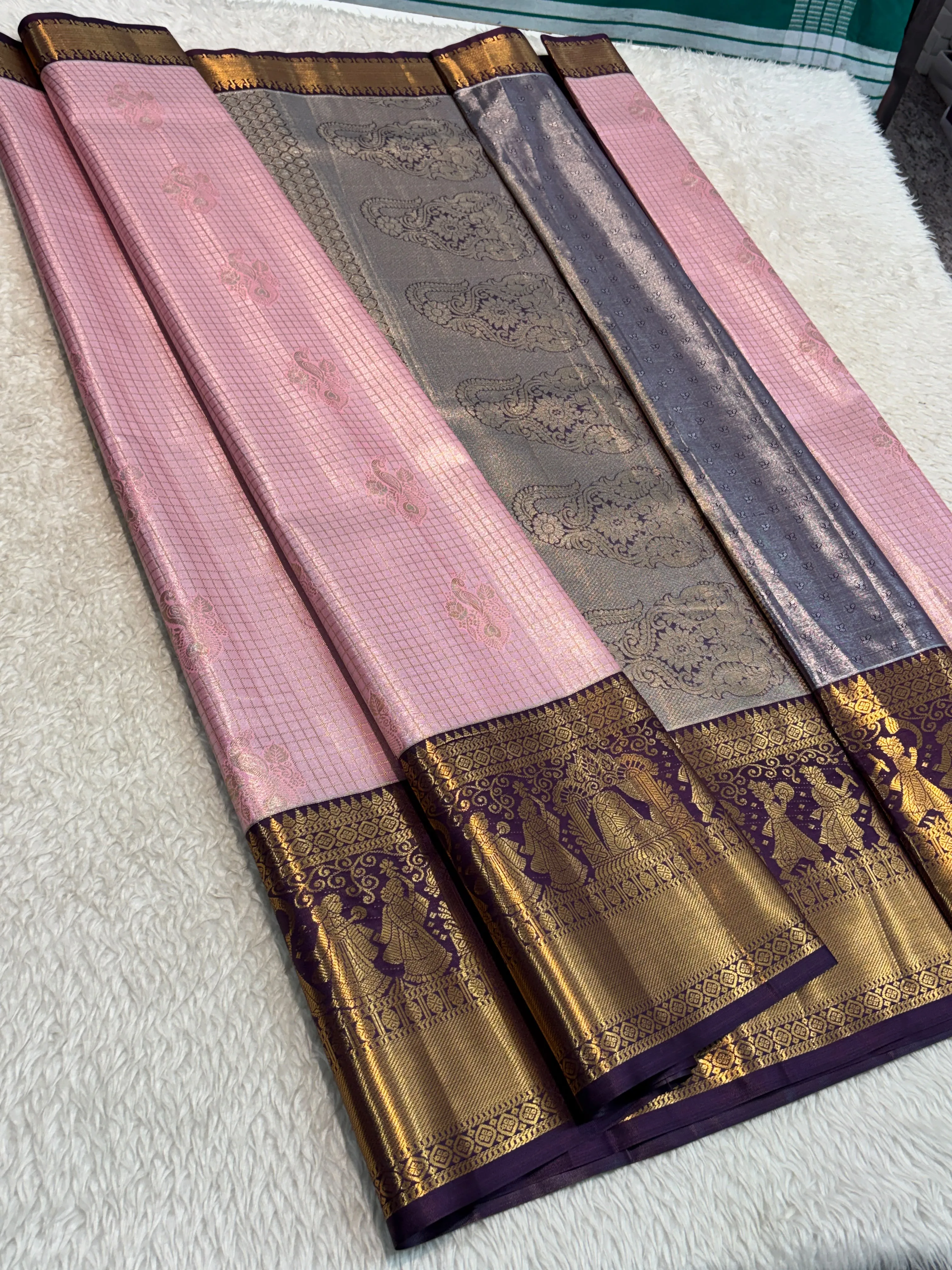 Semi Pattu Tissue Silk Saree with Rich Contrast Zari Pallu