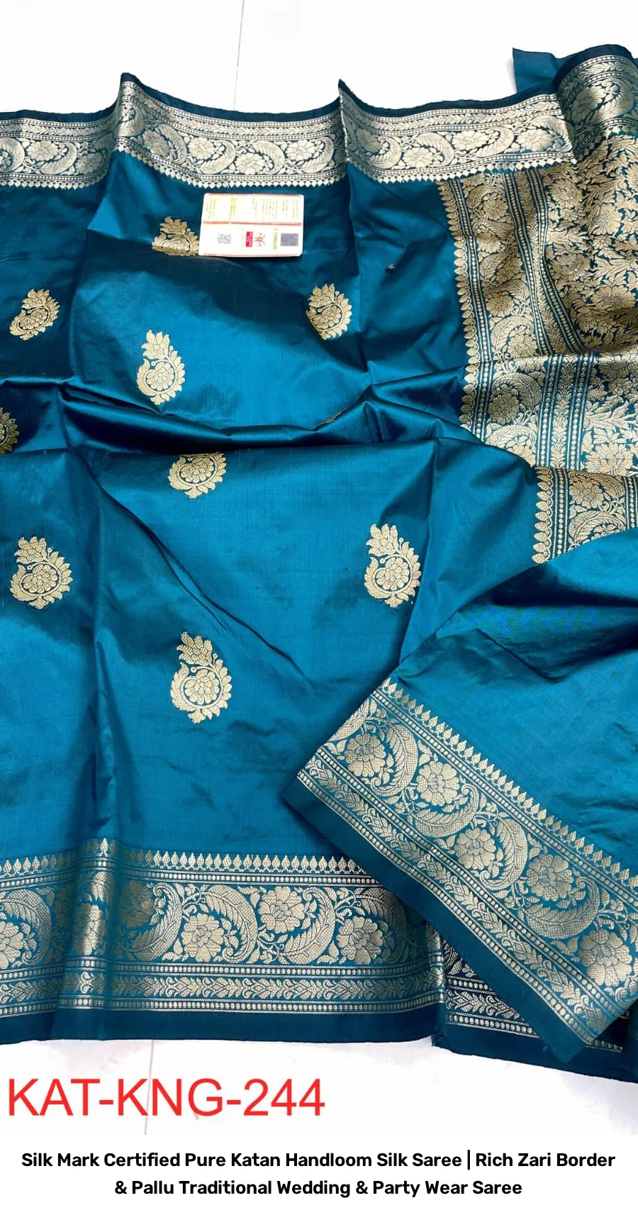 Silk Mark Certified Pure Katan Handloom Silk Saree | Rich Zari Border & Pallu Traditional Wedding & Party Wear Saree 12
