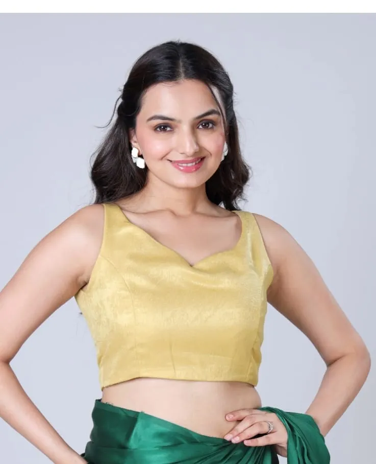 Sleeveless Designer Saree Blouse for Women | Ready-Made Sweetheart Neck Party Wear Blouse with Back Tie-Up