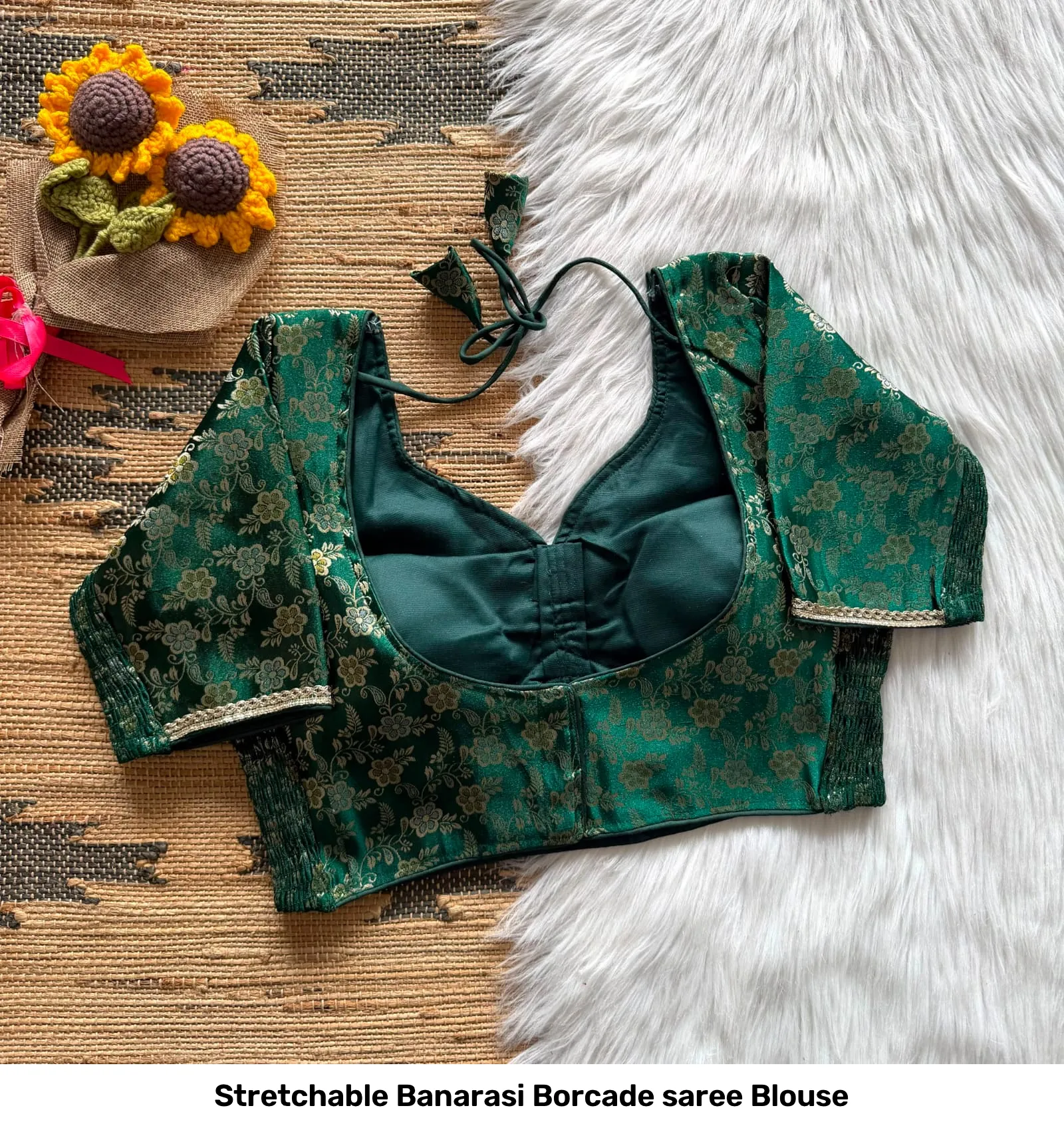 Stretchable Banarasi Borcade saree Blouse 11