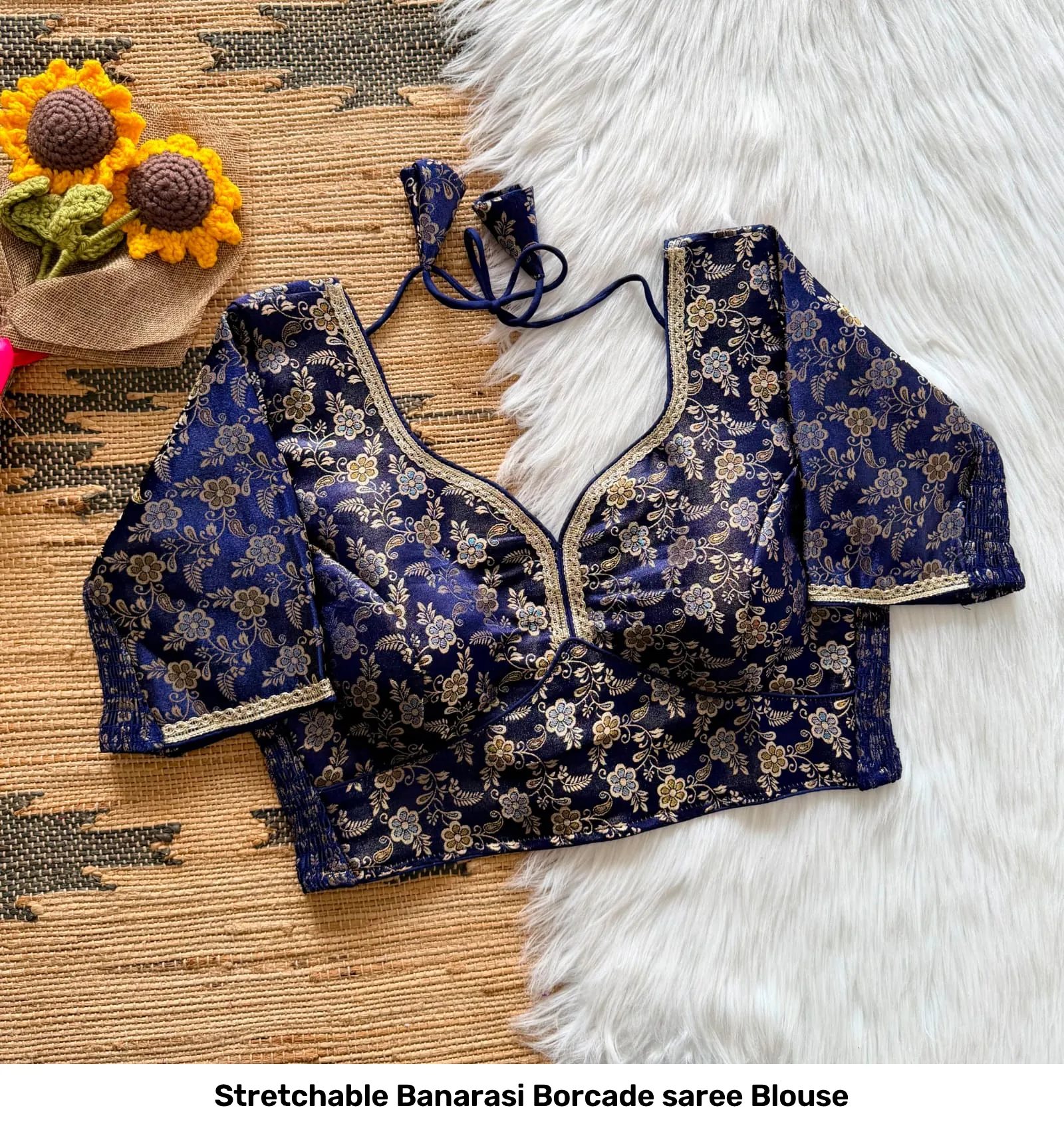 Stretchable Banarasi Borcade saree Blouse 6