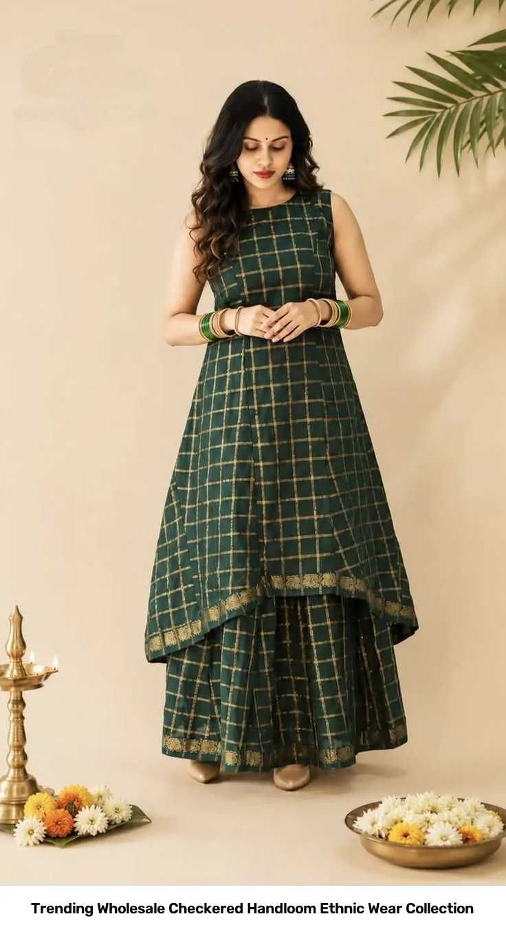 Trending Wholesale Checkered Handloom Ethnic Wear Collection 2