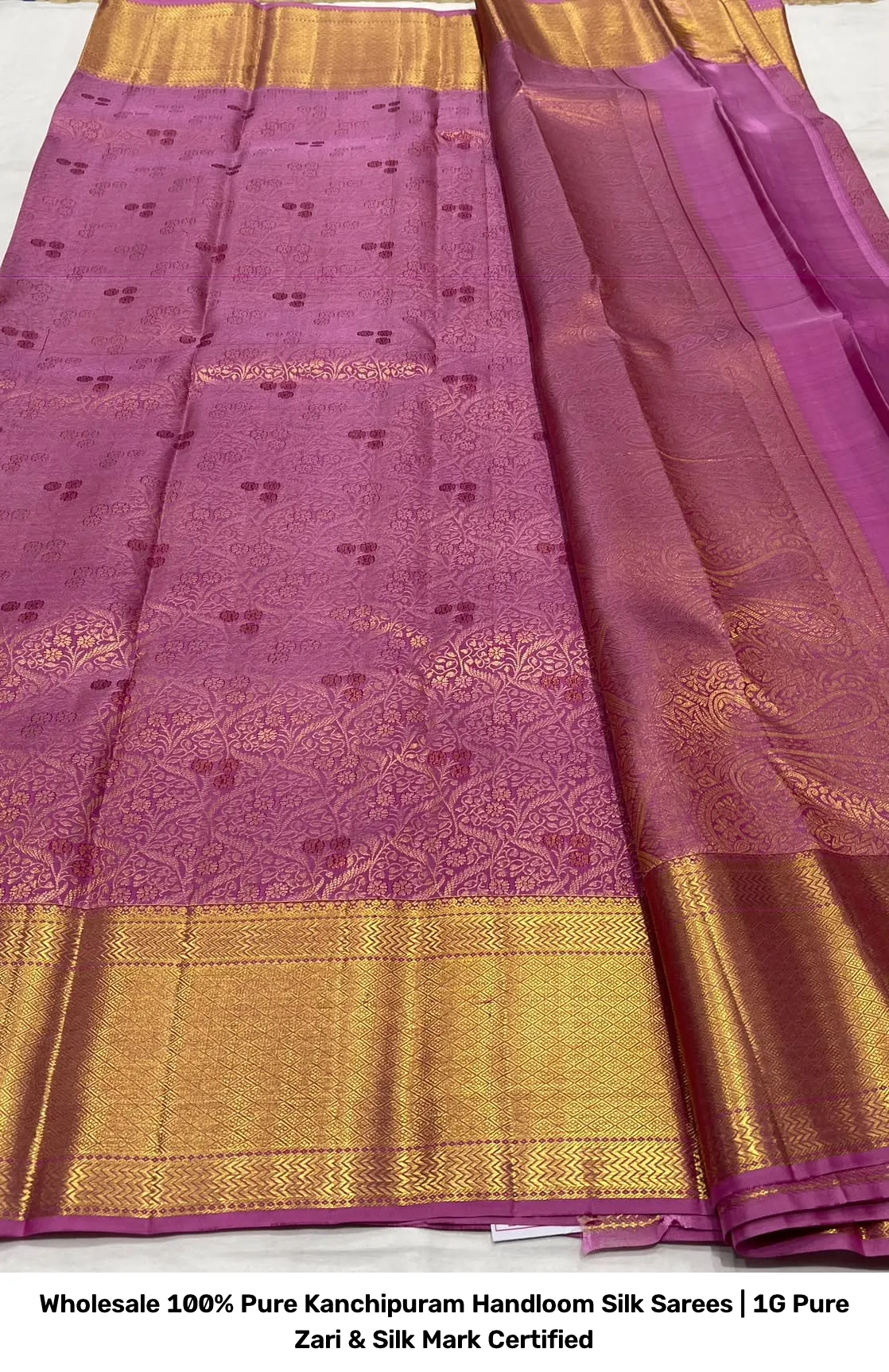 Wholesale 100% Pure Kanchipuram Handloom Silk Sarees | 1G Pure Zari & Silk Mark Certified 10