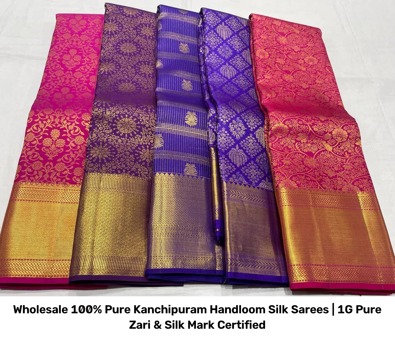 Wholesale 100% Pure Kanchipuram Handloom Silk Sarees | 1G Pure Zari & Silk Mark Certified 12