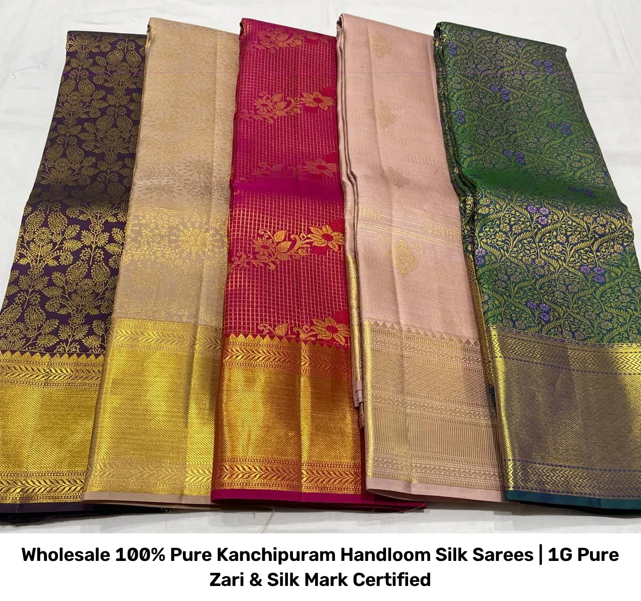 Wholesale 100% Pure Kanchipuram Handloom Silk Sarees | 1G Pure Zari & Silk Mark Certified 13