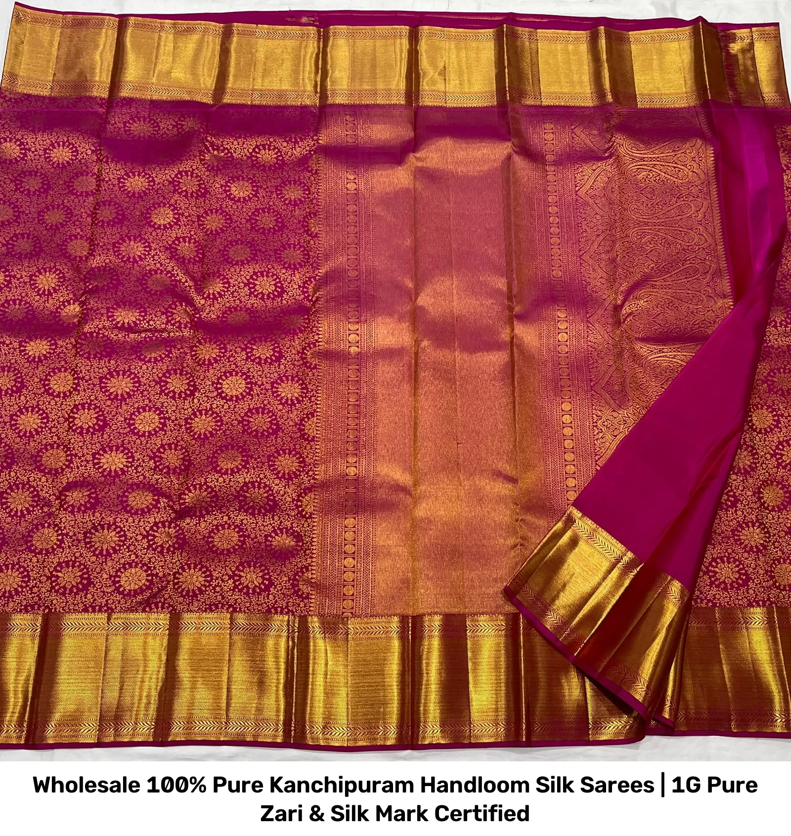 Wholesale 100% Pure Kanchipuram Handloom Silk Sarees | 1G Pure Zari & Silk Mark Certified 5