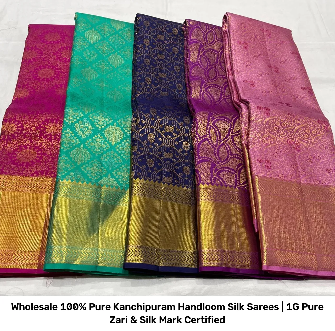 Wholesale 100% Pure Kanchipuram Handloom Silk Sarees | 1G Pure Zari & Silk Mark Certified 9