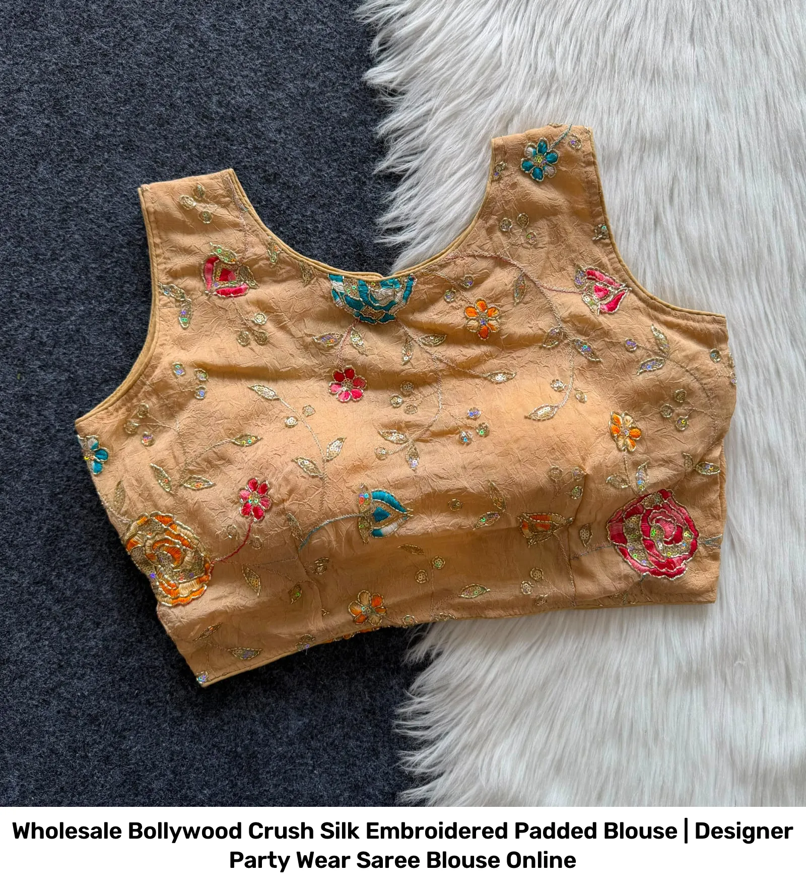 Wholesale Bollywood Crush Silk Embroidered Padded Blouse | Designer Party Wear Saree Blouse Online 14