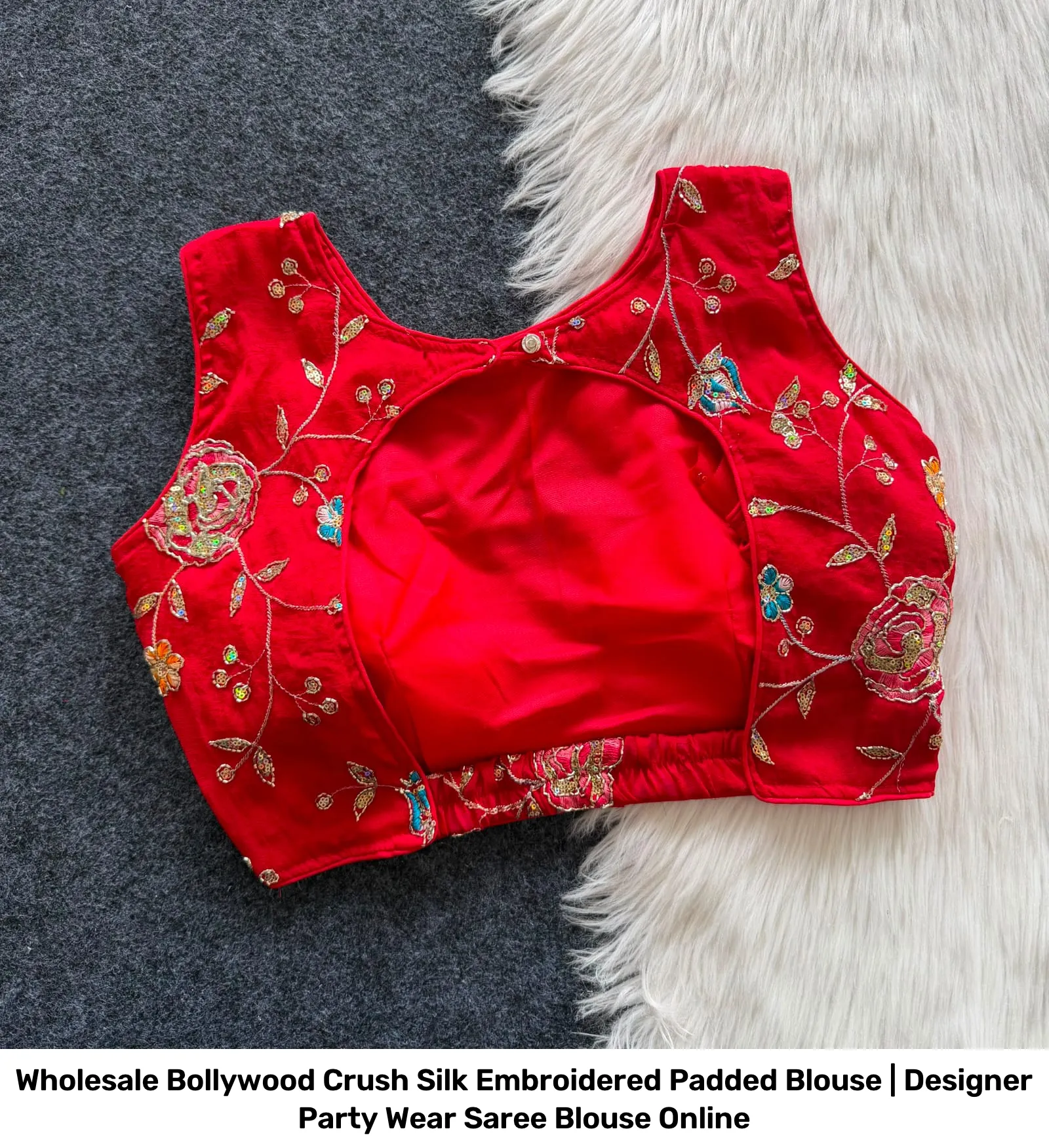 Wholesale Bollywood Crush Silk Embroidered Padded Blouse | Designer Party Wear Saree Blouse Online 2
