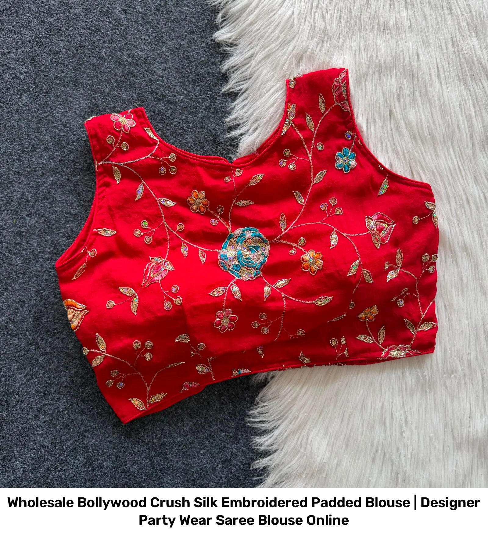 Wholesale Bollywood Crush Silk Embroidered Padded Blouse | Designer Party Wear Saree Blouse Online 3