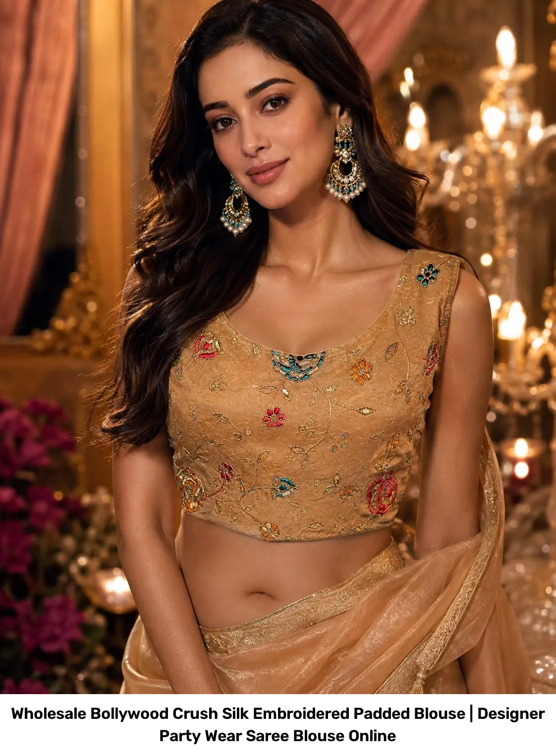 Wholesale Bollywood Crush Silk Embroidered Padded Blouse | Designer Party Wear Saree Blouse Online 4