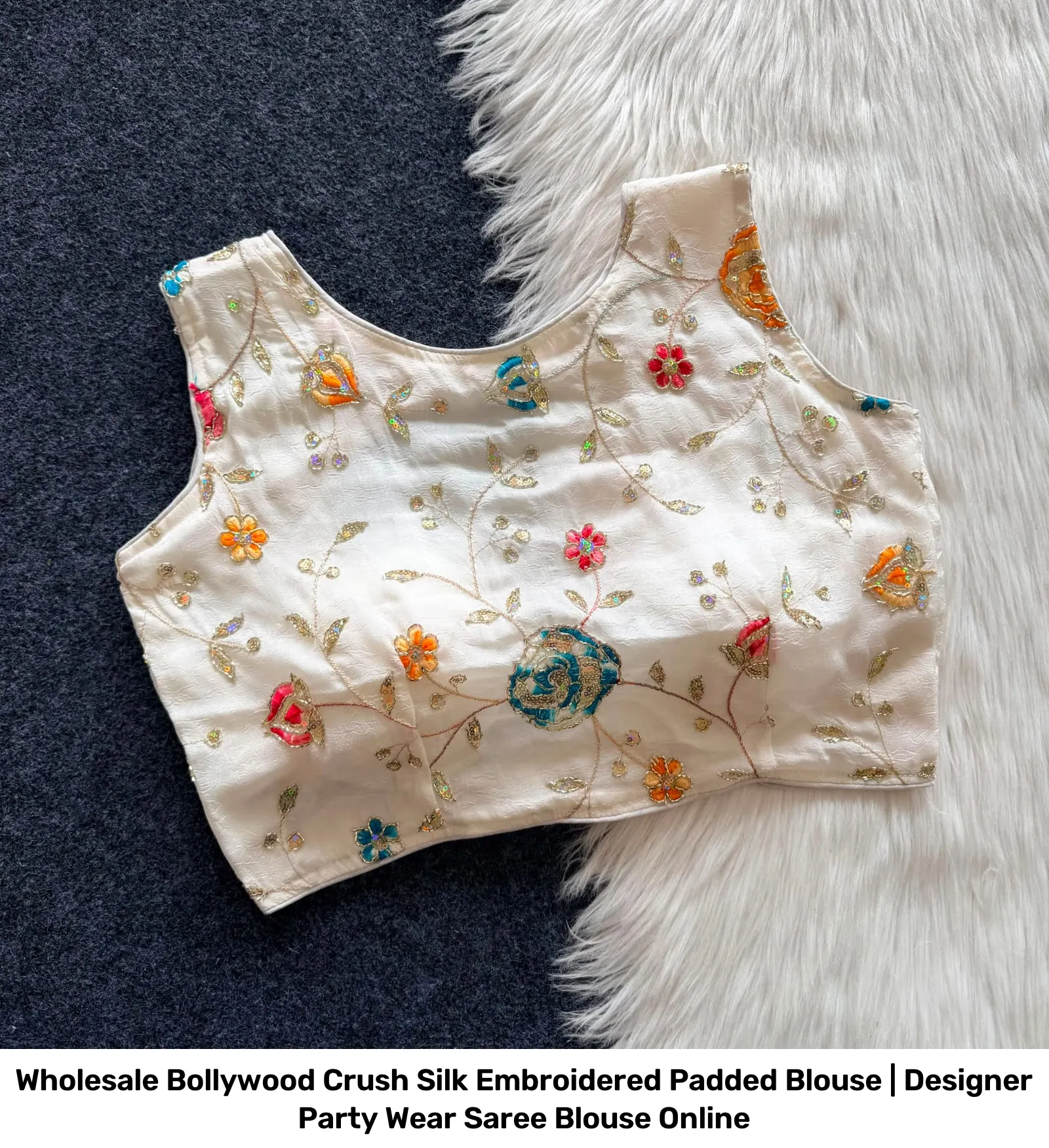 Wholesale Bollywood Crush Silk Embroidered Padded Blouse | Designer Party Wear Saree Blouse Online 5