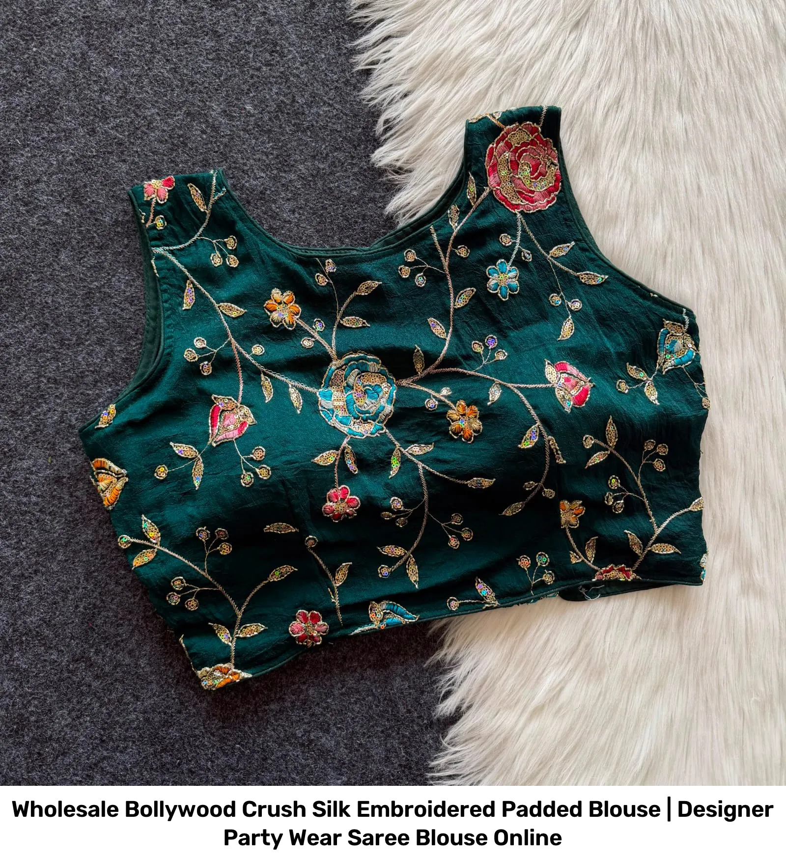 Wholesale Bollywood Crush Silk Embroidered Padded Blouse | Designer Party Wear Saree Blouse Online 9