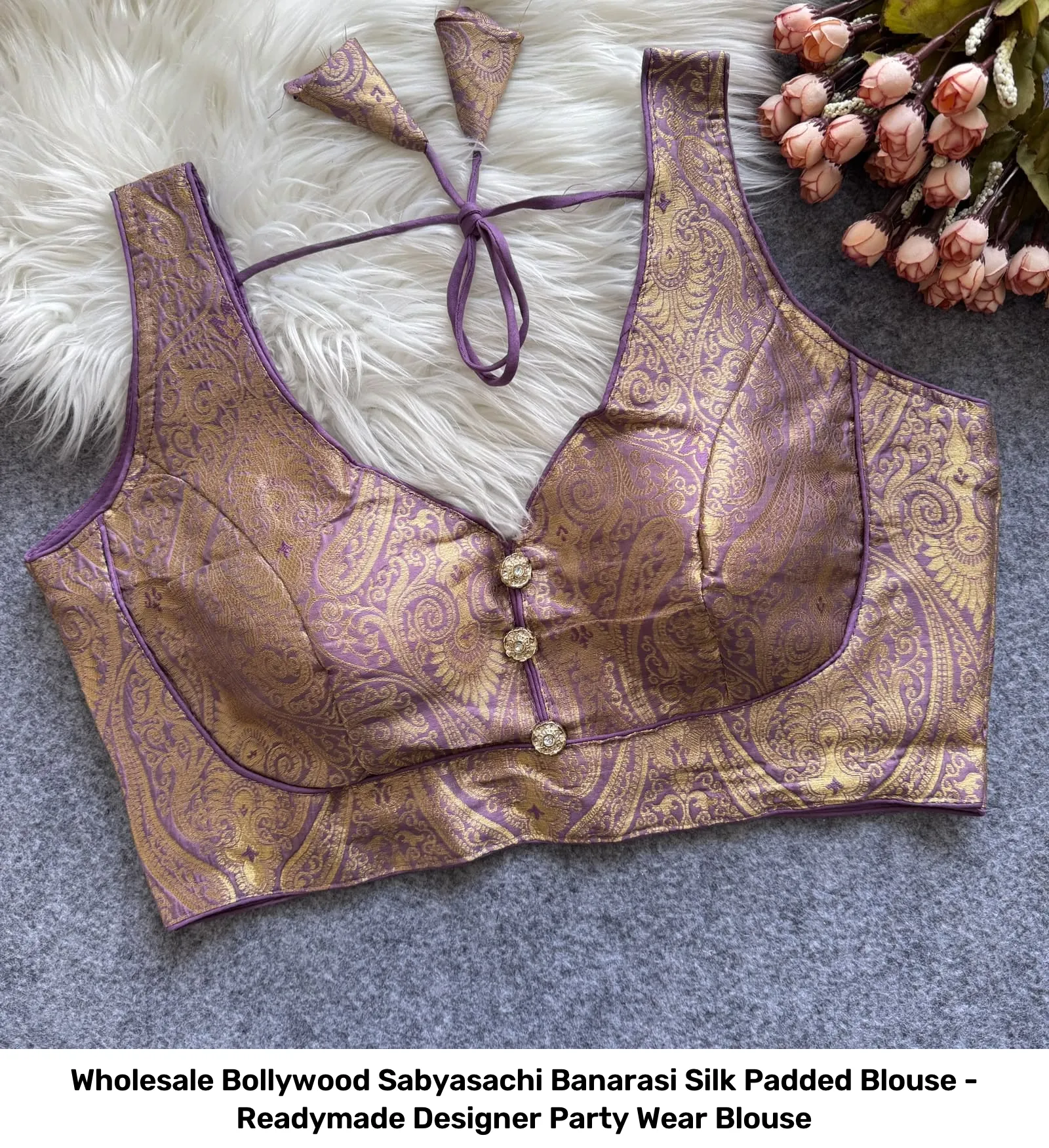 Wholesale Bollywood Sabyasachi Banarasi Silk Padded Blouse - Readymade Designer Party Wear Blouse 14