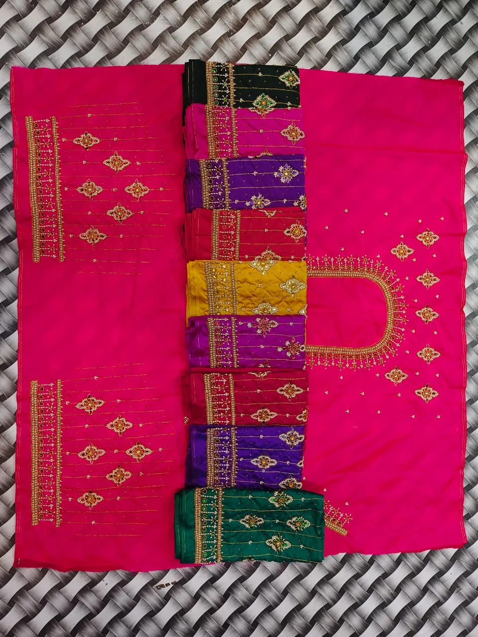Wholesale Butta Design Aari Work Blouse Piece – Bridal Silk Hand Embroidery in Multiple Colors