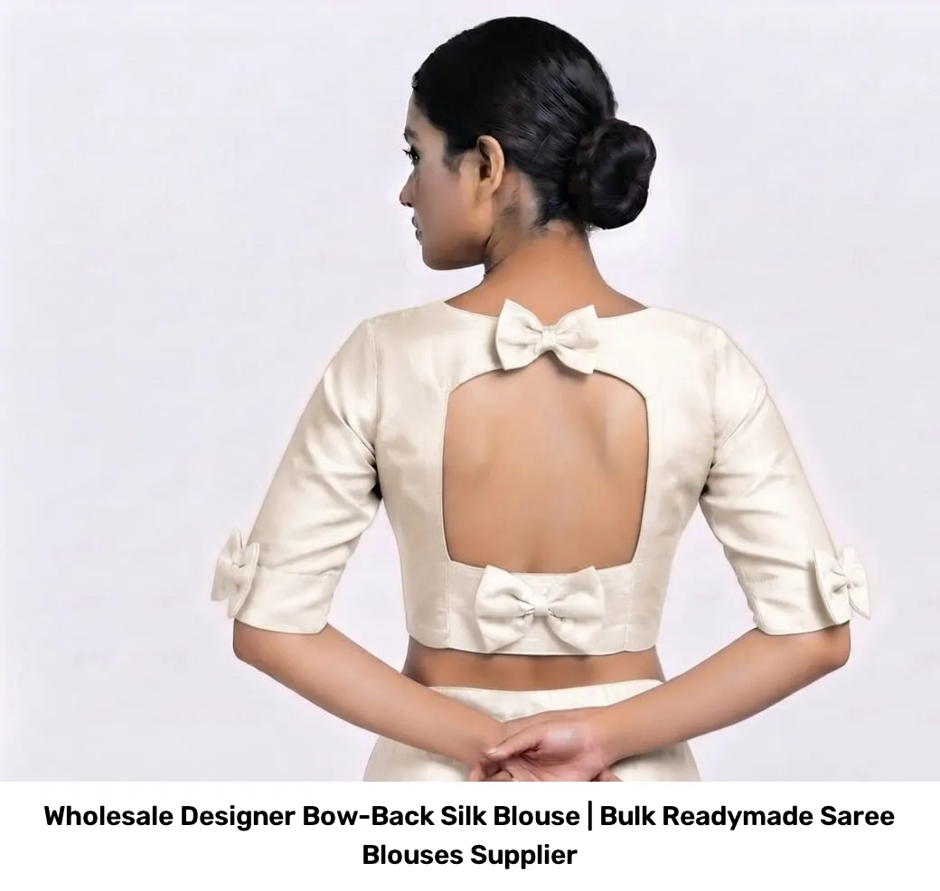Wholesale Designer Bow-Back Silk Blouse | Bulk Readymade Saree Blouses Supplier 2