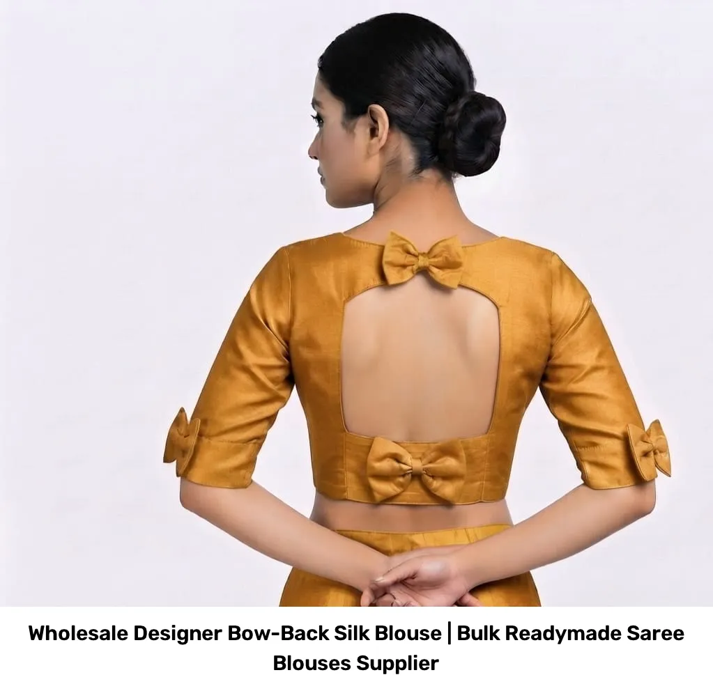 Wholesale Designer Bow-Back Silk Blouse | Bulk Readymade Saree Blouses Supplier 3