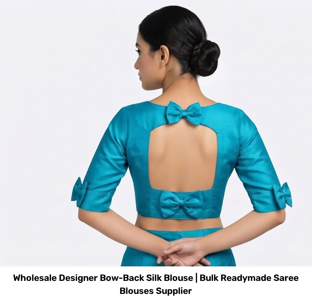 Wholesale Designer Bow-Back Silk Blouse | Bulk Readymade Saree Blouses Supplier 4