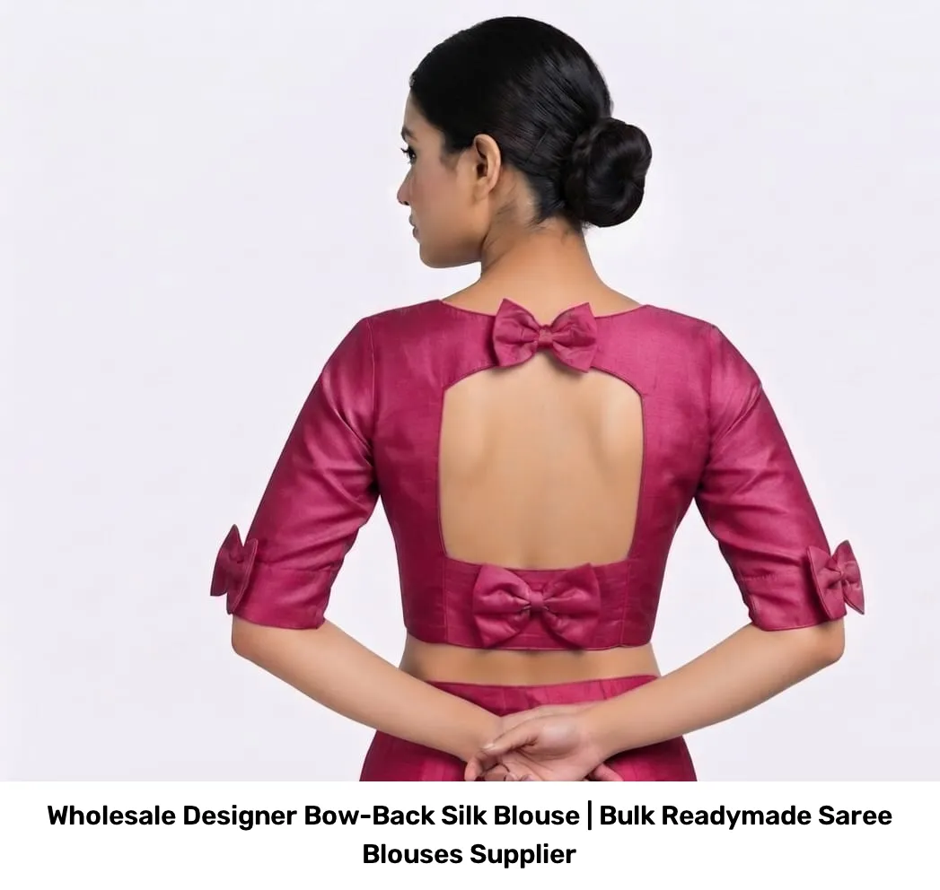 Wholesale Designer Bow-Back Silk Blouse | Bulk Readymade Saree Blouses Supplier 5