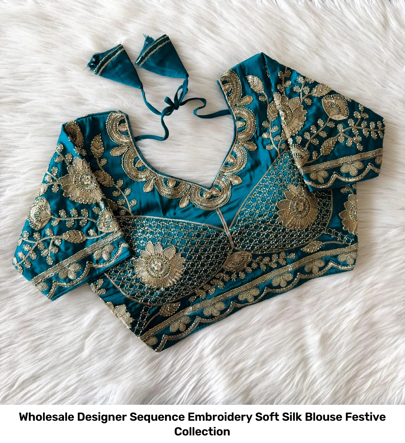Wholesale Designer Sequence Embroidery Soft Silk Blouse – Festive Collection 10