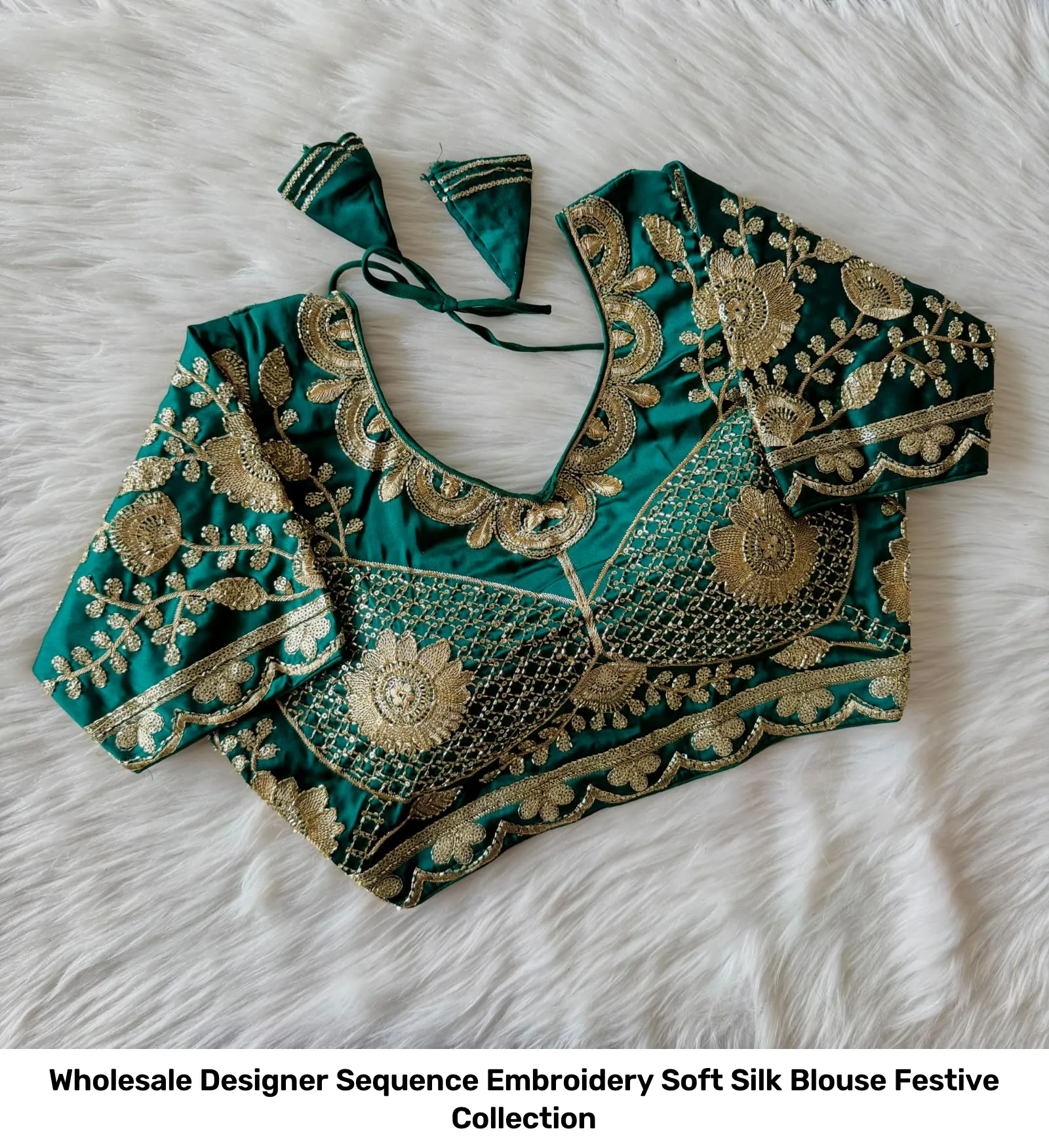 Wholesale Designer Sequence Embroidery Soft Silk Blouse – Festive Collection 11