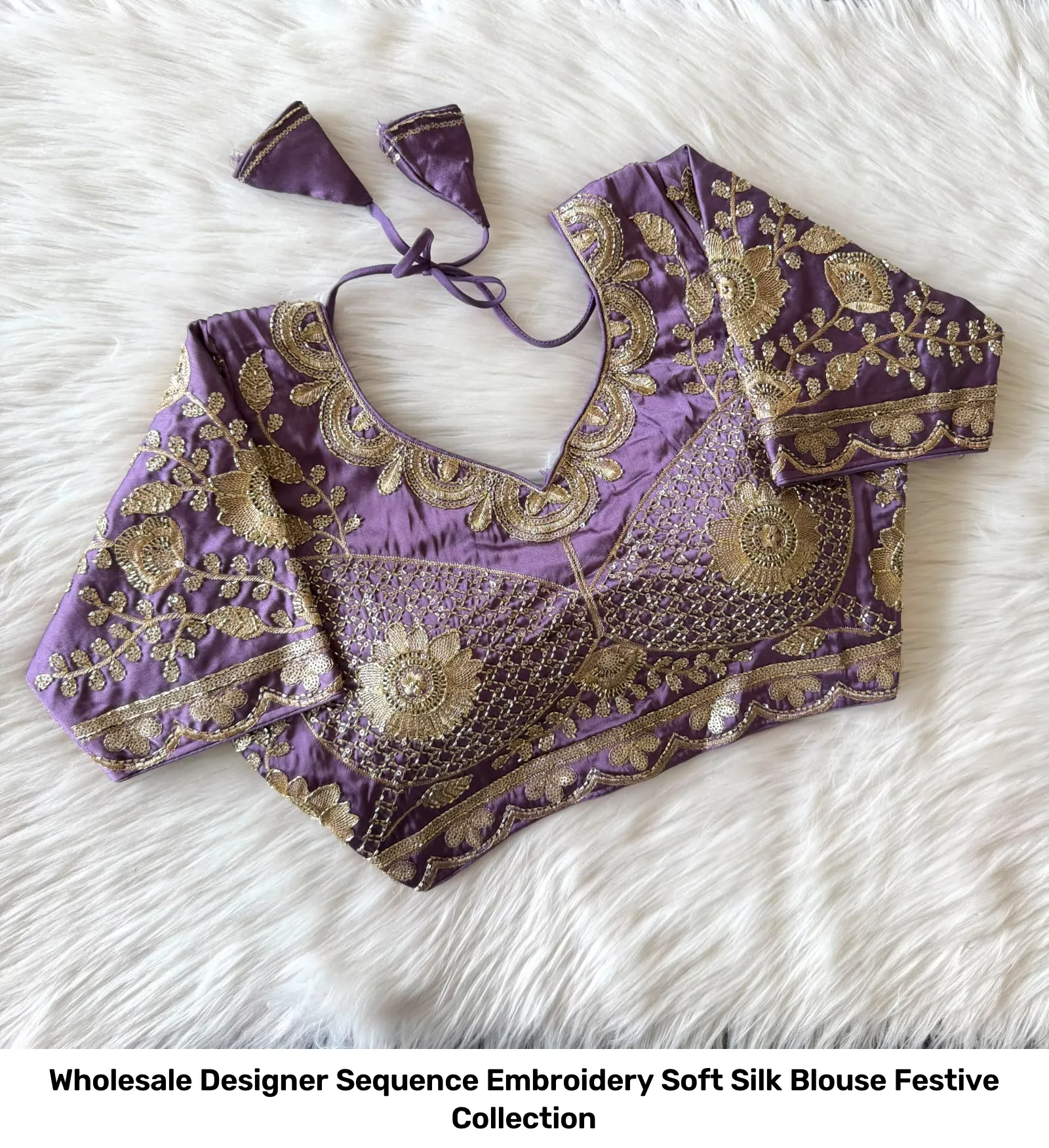Wholesale Designer Sequence Embroidery Soft Silk Blouse – Festive Collection 5