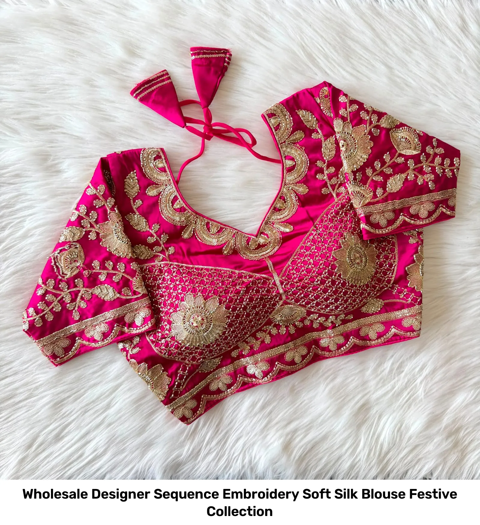 Wholesale Designer Sequence Embroidery Soft Silk Blouse – Festive Collection 6
