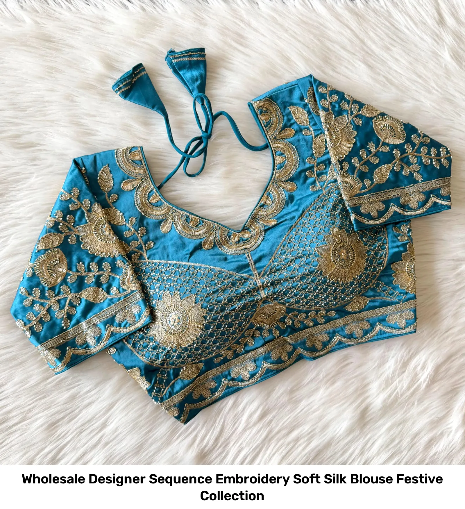 Wholesale Designer Sequence Embroidery Soft Silk Blouse – Festive Collection 7