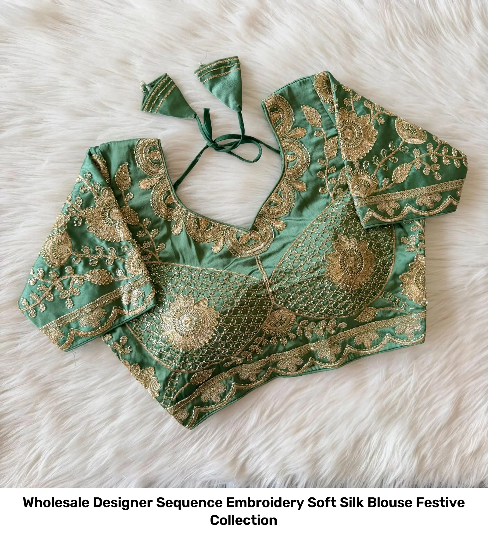 Wholesale Designer Sequence Embroidery Soft Silk Blouse – Festive Collection 8
