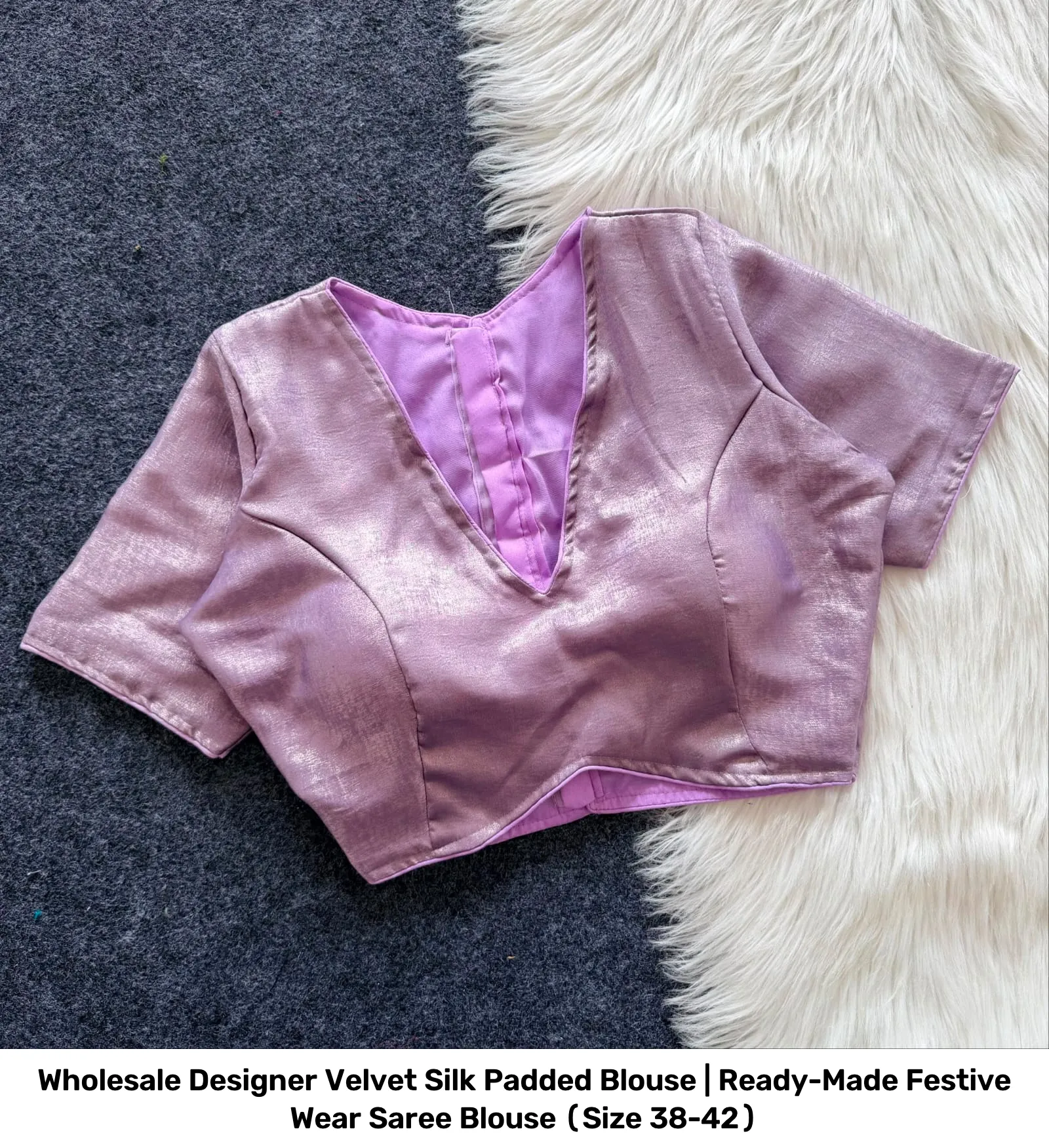 Wholesale Designer Velvet Silk Padded Blouse | Ready-Made Festive Wear Saree Blouse (Size 38-42) 3