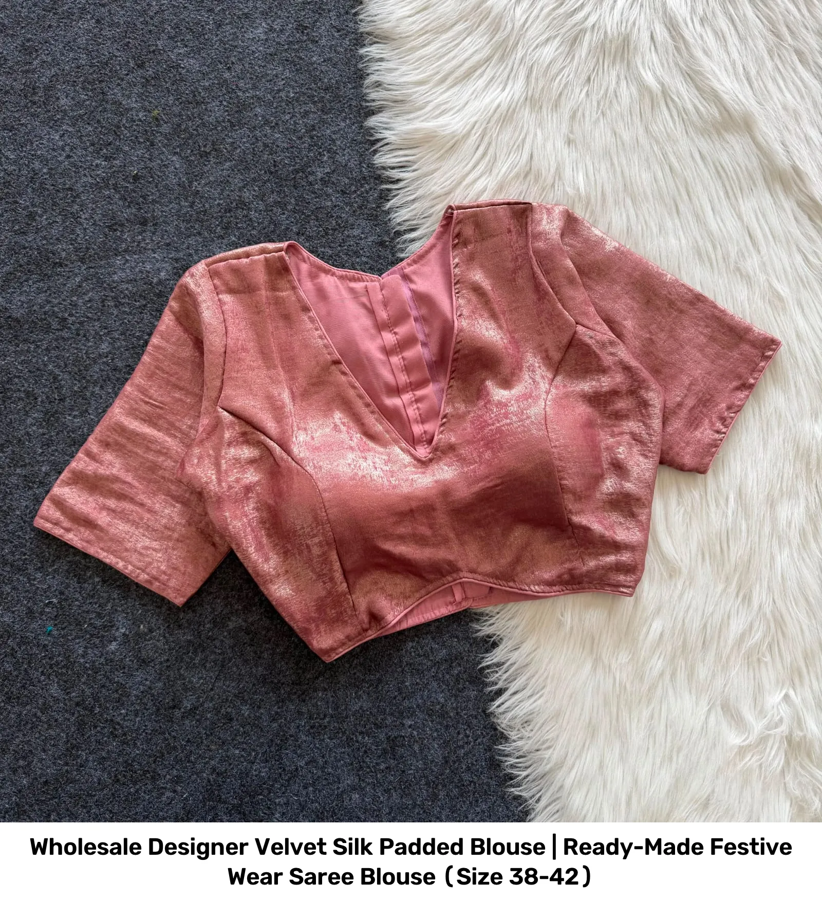 Wholesale Designer Velvet Silk Padded Blouse | Ready-Made Festive Wear Saree Blouse (Size 38-42) 4