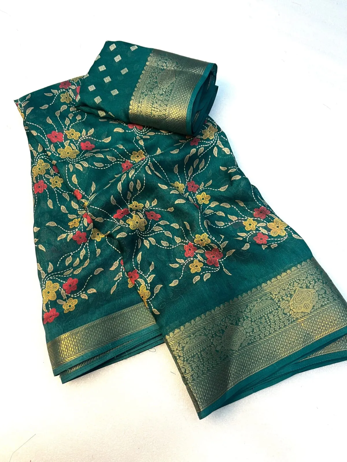 Wholesale Georgette Uniform Sarees with Rich Zari Border | Soft Daily Wear Floral Saree Multiples Ready to Dispatch