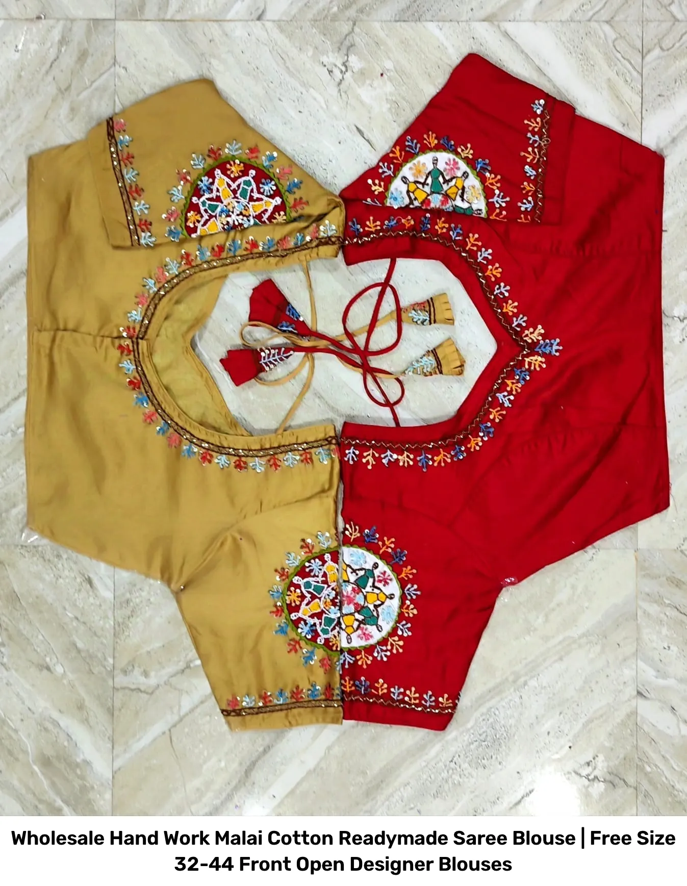 Wholesale Hand Work Malai Cotton Readymade Saree Blouse | Free Size 32-44 Front Open Designer Blouses 3