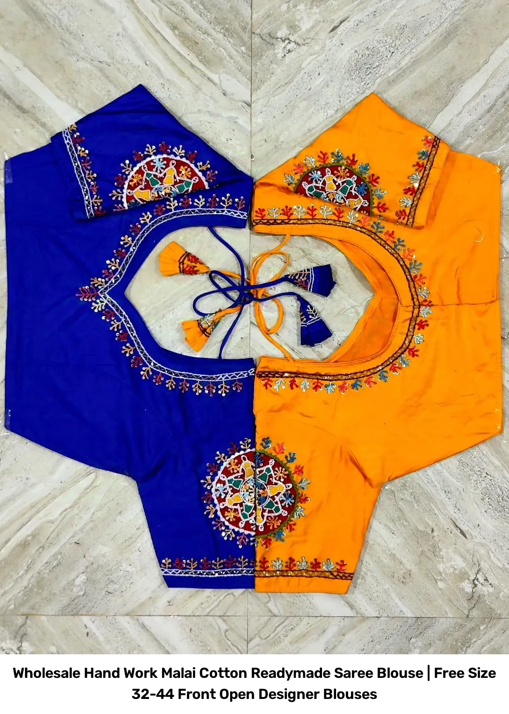 Wholesale Hand Work Malai Cotton Readymade Saree Blouse | Free Size 32-44 Front Open Designer Blouses 6