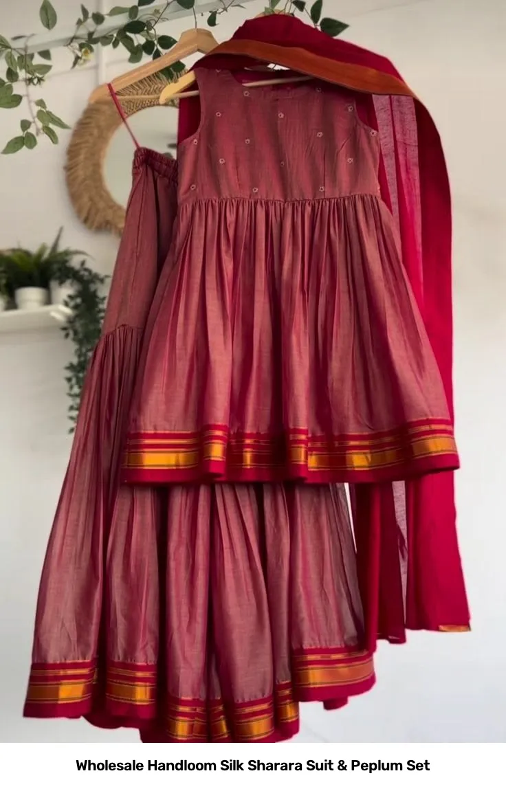 Wholesale Handloom Silk Sharara Suit & Peplum Set 2