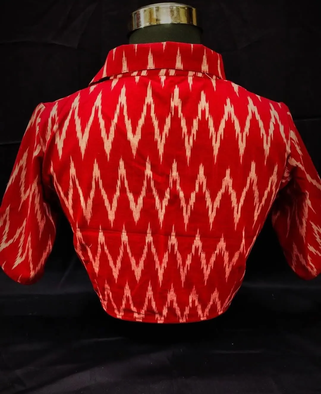 Wholesale Ikkat Collar Neck Readymade Blouse – Padded Front Open Saree Blouses
