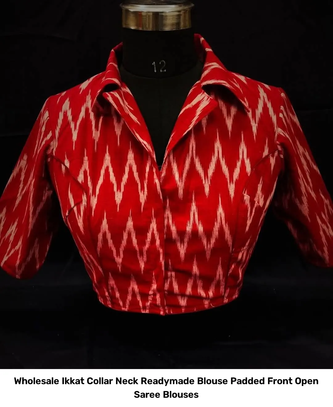Wholesale Ikkat Collar Neck Readymade Blouse – Padded Front Open Saree Blouses 3