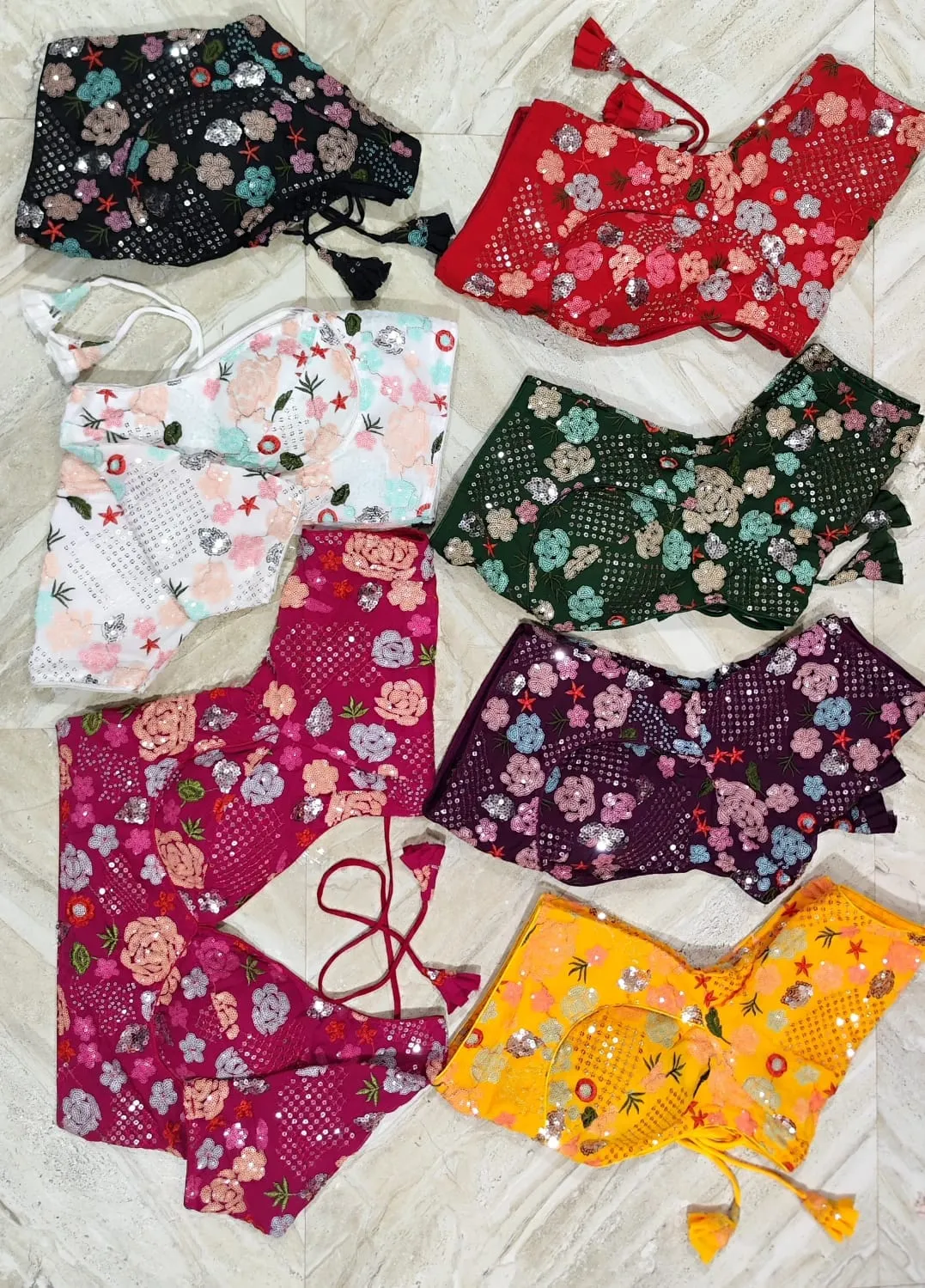 Wholesale Multi Color Padded Silk Designer Blouse | Readymade Free Size 32-44 Back Open Party Wear Saree Blouse 1