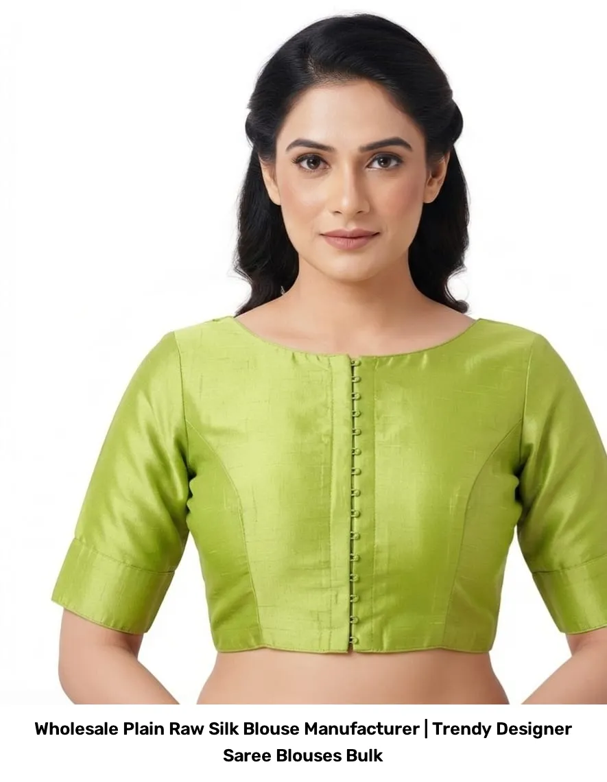 Wholesale Plain Raw Silk Blouse Manufacturer | Trendy Designer Saree Blouses Bulk 7