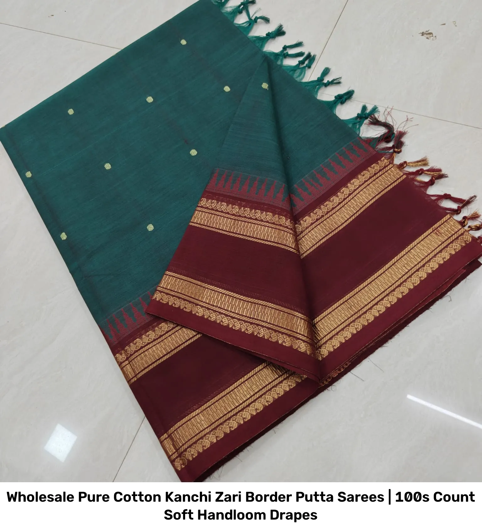 Wholesale Pure Cotton Kanchi Zari Border Putta Sarees | 100s Count Soft Handloom Drapes 2