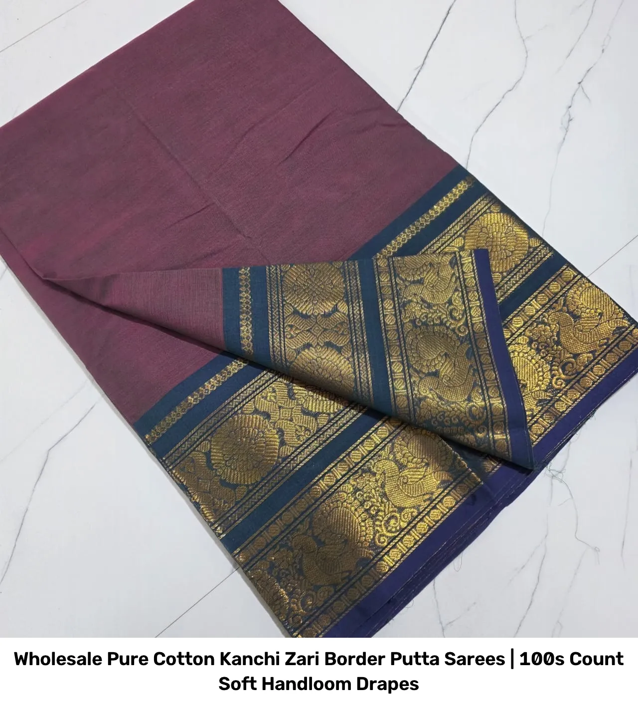 Wholesale Pure Cotton Kanchi Zari Border Putta Sarees | 100s Count Soft Handloom Drapes 29