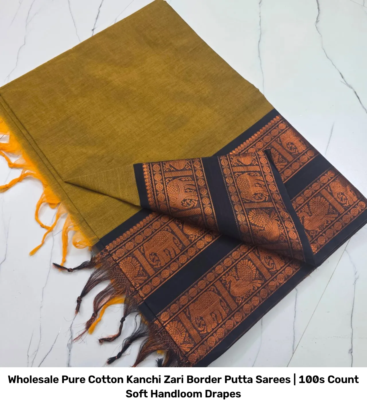 Wholesale Pure Cotton Kanchi Zari Border Putta Sarees | 100s Count Soft Handloom Drapes 3