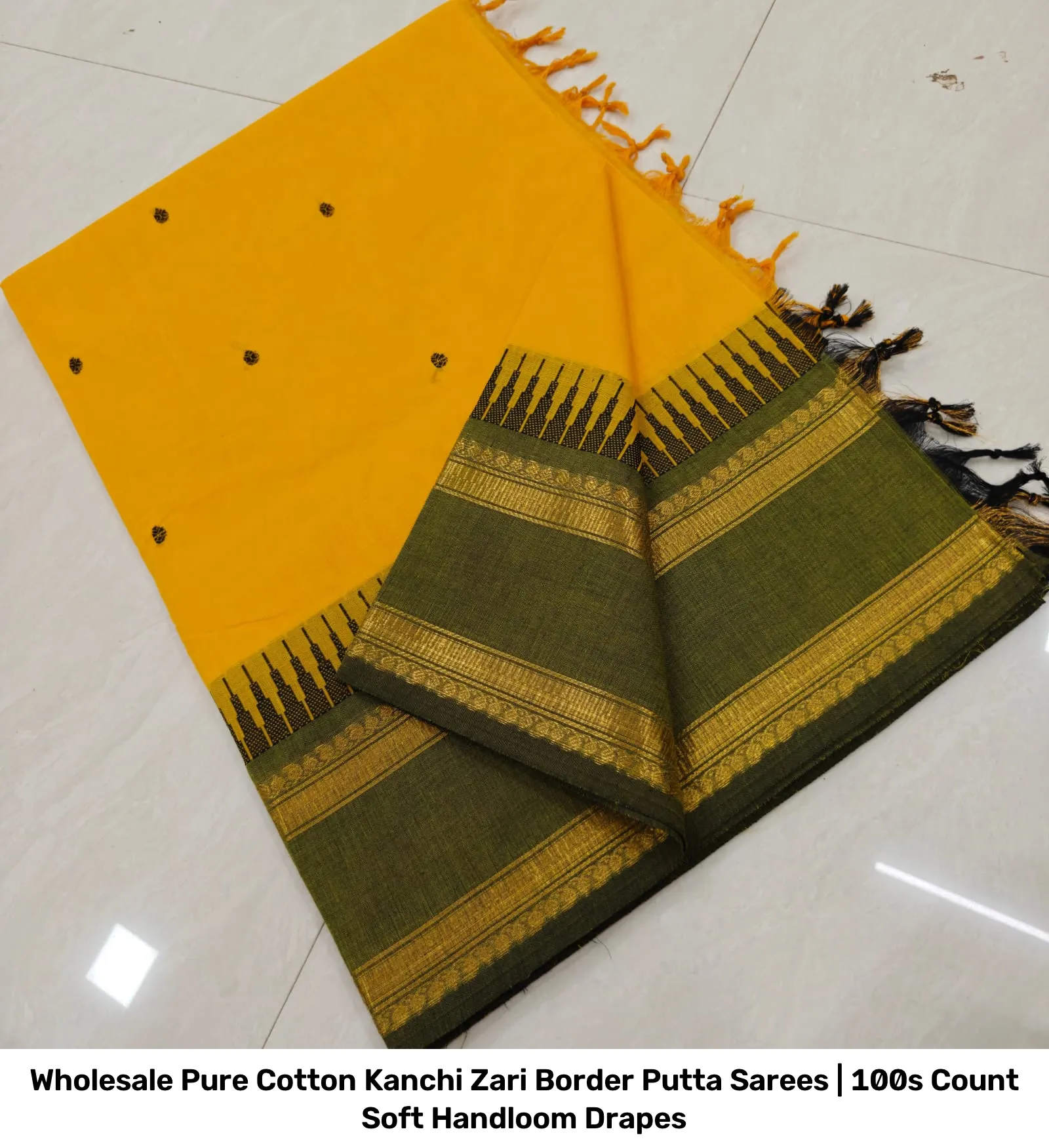Wholesale Pure Cotton Kanchi Zari Border Putta Sarees | 100s Count Soft Handloom Drapes 30